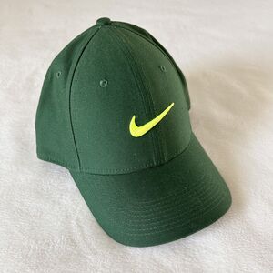 Nike Legacy91 Hat Green Fitted Stretch Cap Neon Swoosh Cotton Twill OSFM